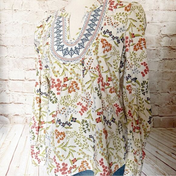 Spartina 449 marsh boardwalk floral embroidered blouse - Picture 1 of 5